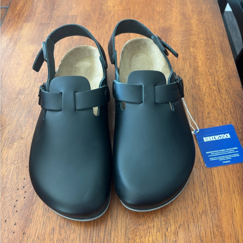 Birkenstock Black Leather Clogs